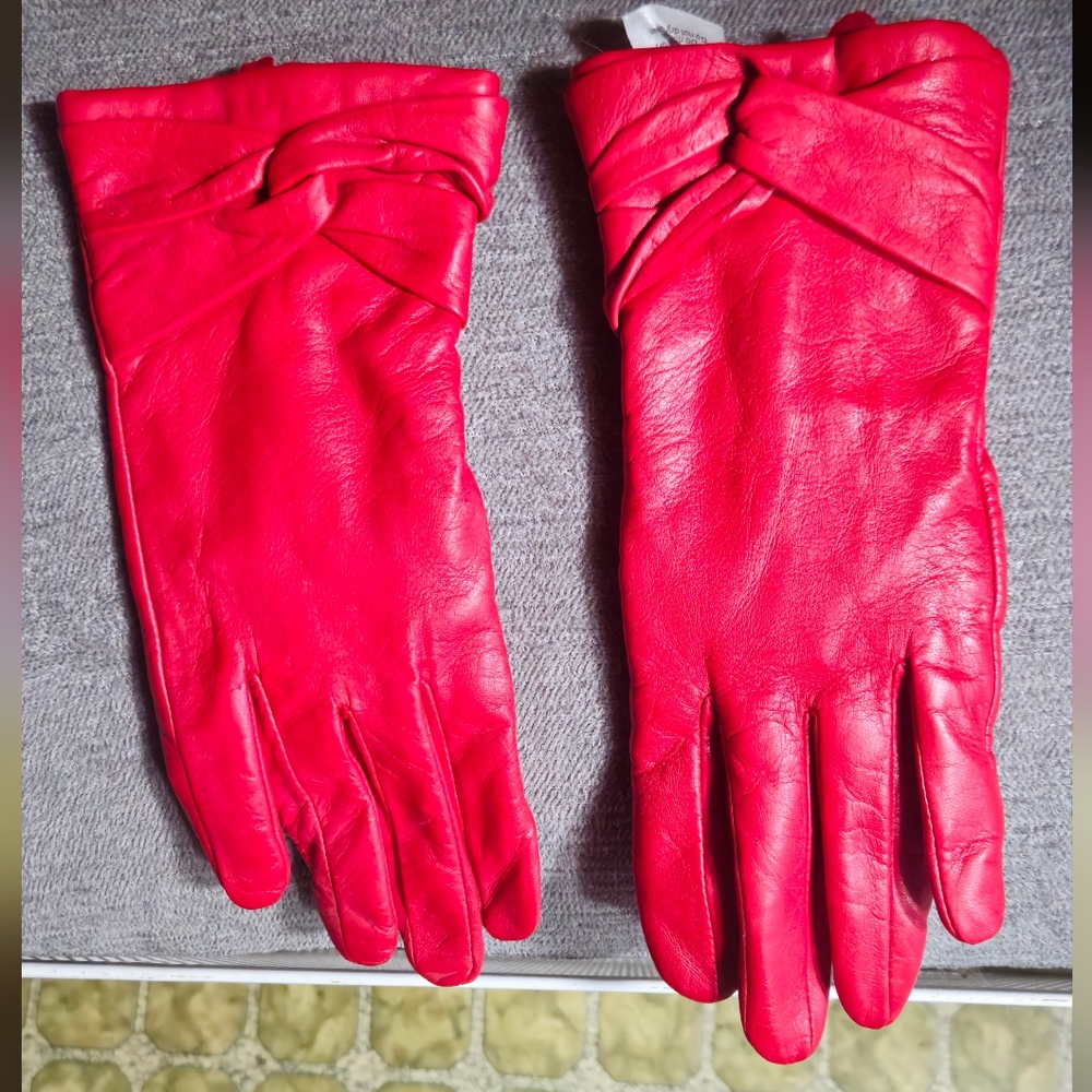 Chic Red Leather Gloves for Women